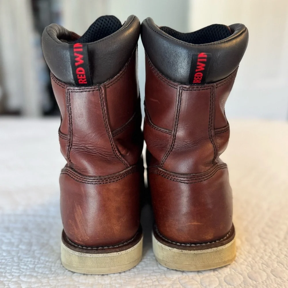 Red Wing Leather Boots #411 8-inch Waterproof Soft Toe Size 12 E2 Slip Resistant - Picture 10 of 14
